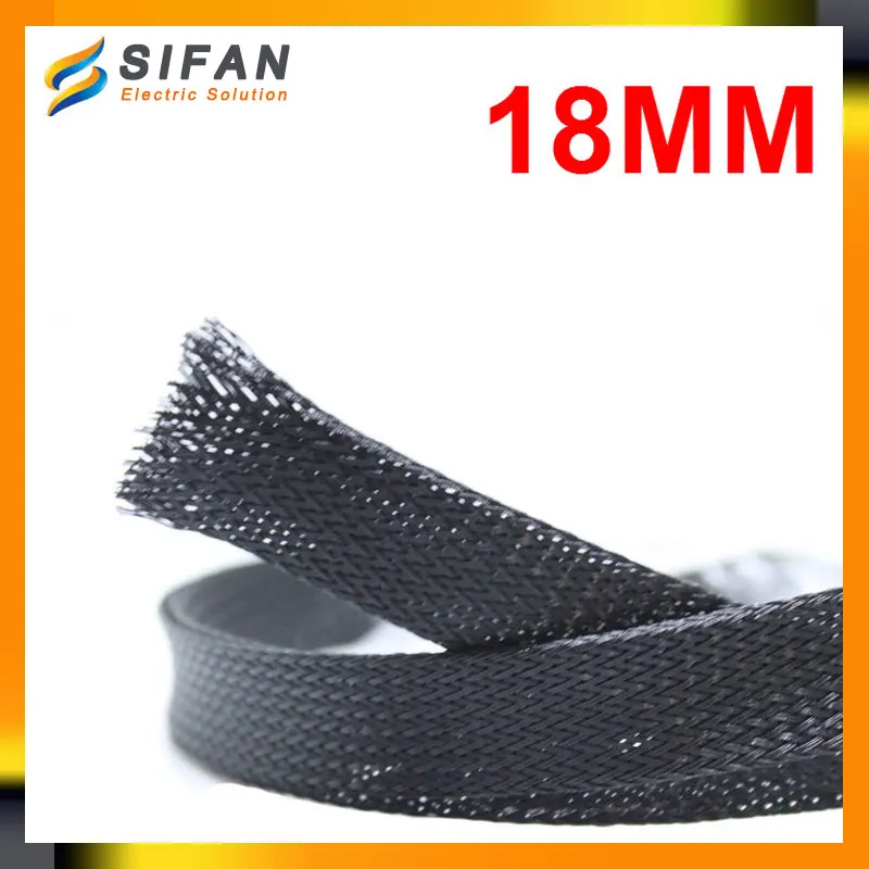 1Rolls/200meters Cable Sleeves 18mm Black Snakeskin Mesh Wire
