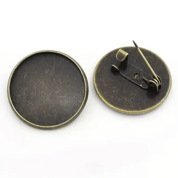 

20Pcs Bronze Tone Round Cameo Setting Safety Pins Back Pin DIY Brooches Sewing Crafts Making 22mm Fit 20mm