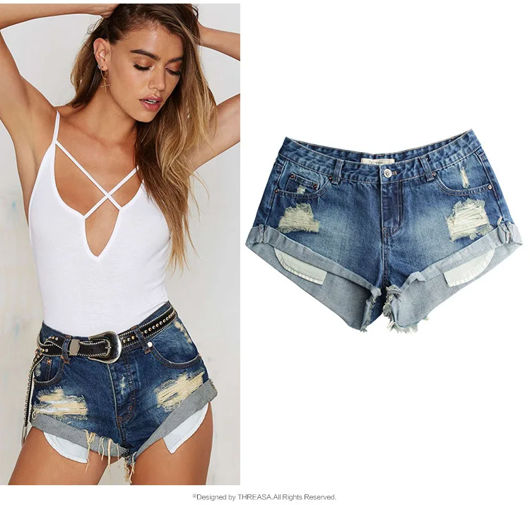 

2018 Low Waist Summer Jeans Women Fashion Hole Flanging Denim Shorts Femme Sexy Hip Hop Loose Push Up High Quality Shorts Mujer