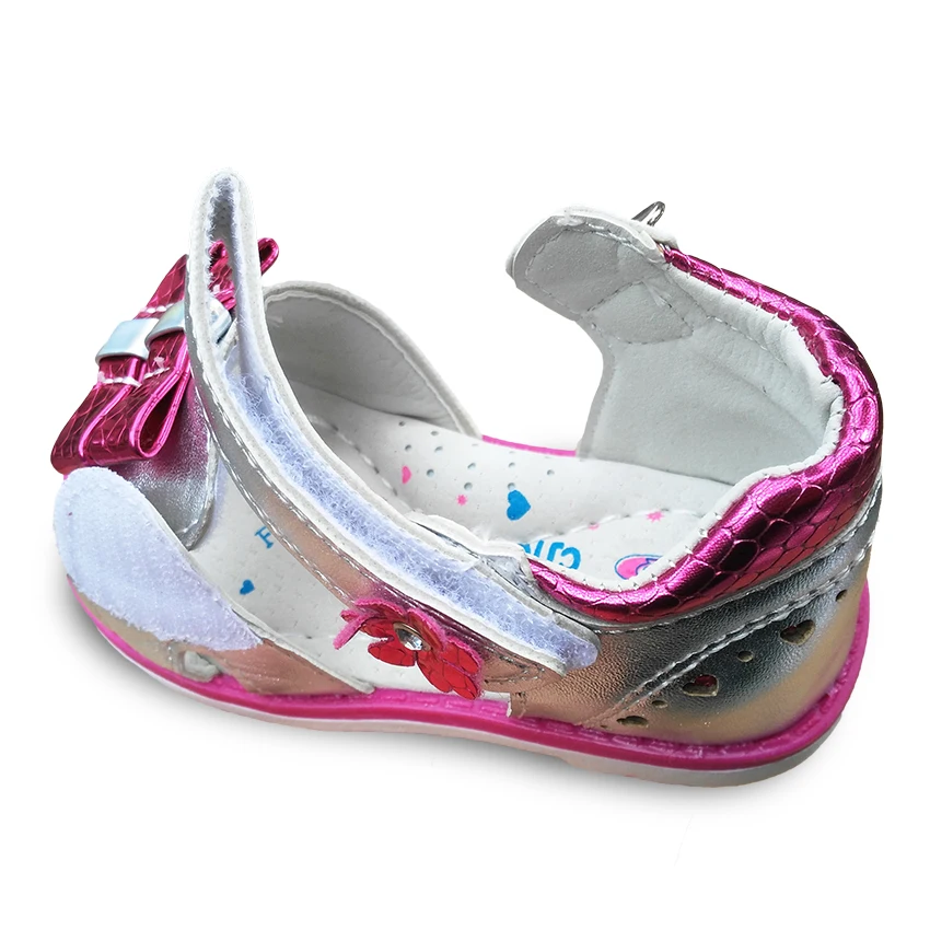 Wonderful Arch Support Hook And Loop Baby Ankle Sandals Silver 1