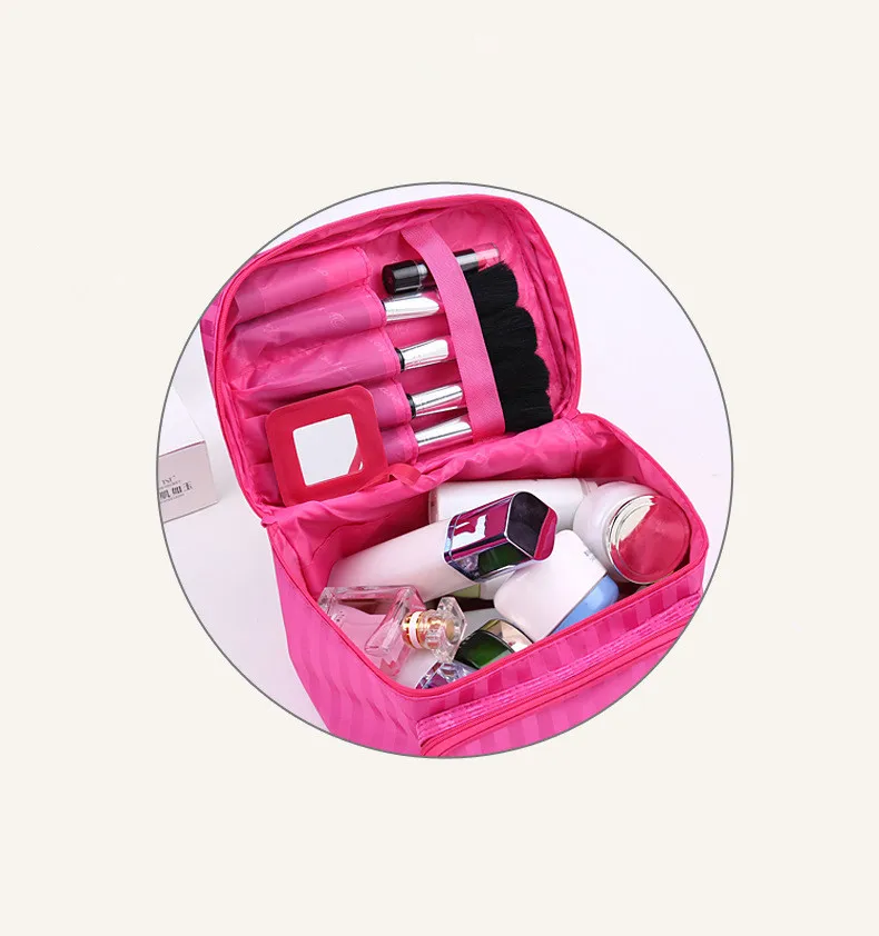 Ladies Fashion Portable Makeup Double Zipper Special Purpose Big Pocket Nylon Box Bags For Travel Cosmetic Storage Cases Product