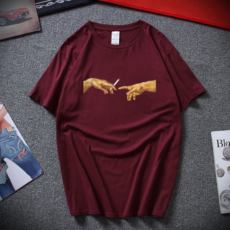 LettBao футболки с микеланжело, мужские футболки Харадзюку, мужские футболки с забавным принтом в стиле хип-хоп, хлопковая Уличная Повседневная футболка, мужские топы - Цвет: Бургундия