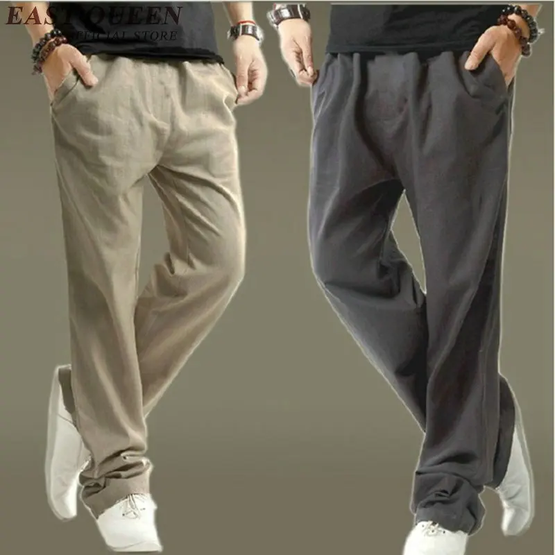 Льняные Мужские штаны традиционная китайская одежда мужские шаровары DD040 C