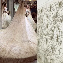 GLace 3Y/лот сетчатый кружевной светильник, золотистый, телесный, розовый цветок, бронзовая ткань для свадебного платья, прозрачная сетка TX759