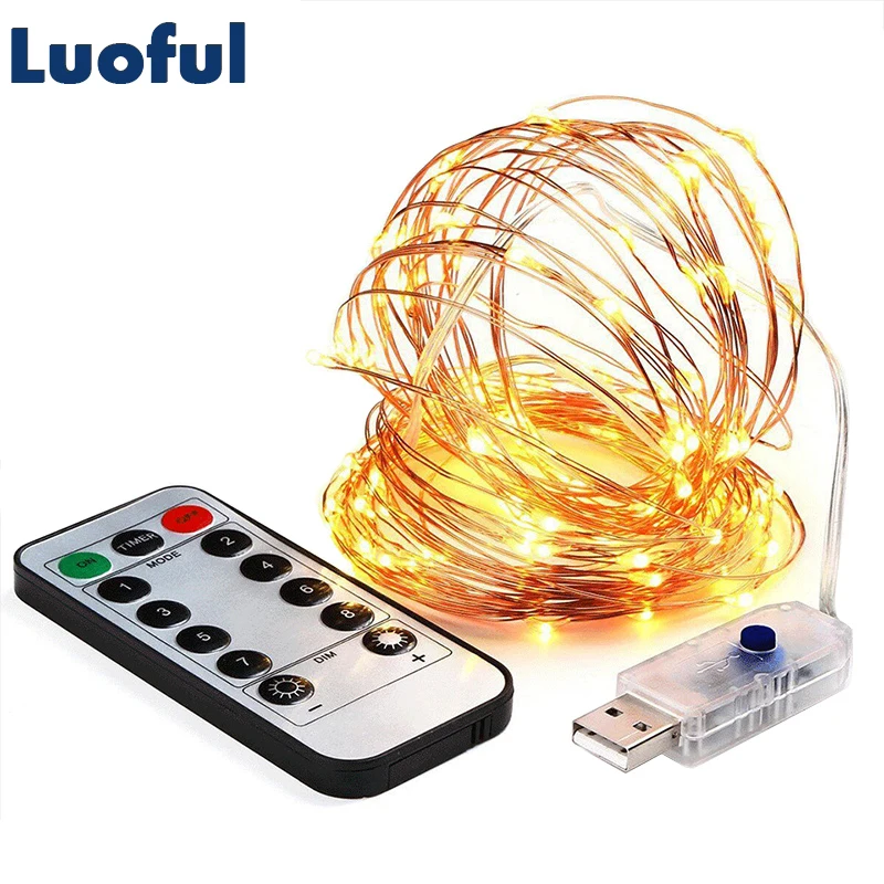 

Luoful 50 100 LED Fairy String Light USB Powered Holiday Lights Waterproof Christmas Garland For Wedding Party Garden Decoration