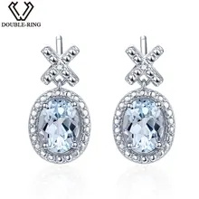 DOUBLE-R, женские серьги с бриллиантами, Овальный 2,0 карат, топаз, натуральный камень, женские серьги-подвески, 925 серебро, настоящий драгоценный камень, ювелирные изделия с бриллиантами