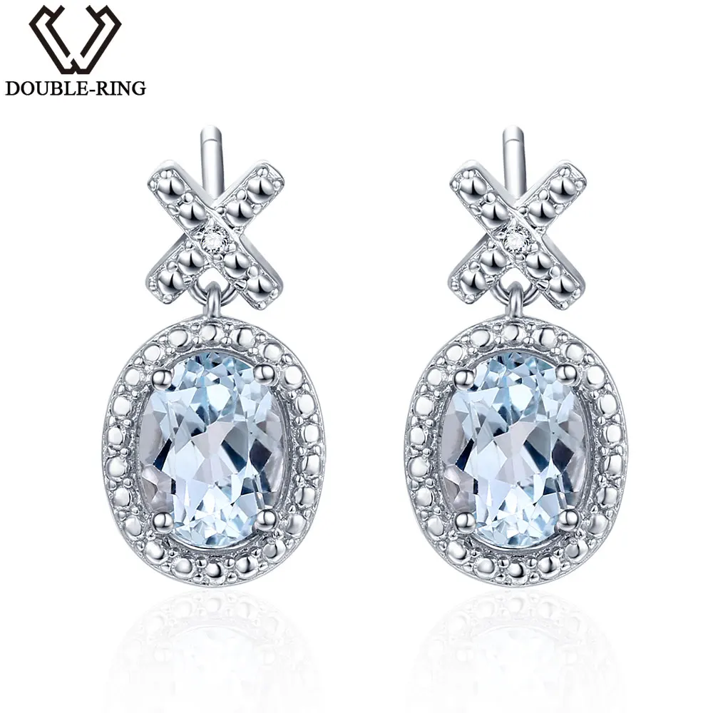 DOUBLE-R Women Diamond Earrings Oval 2.0 ct Topaz Natural Stone Dangle earrings Female 925 Silver Real Gemstone Diamond Jewelry DOUBLE-R Women Diamond Earrings Oval 2.0 ct Topaz Natural Stone Dangle earrings Female 925 Silver Real Gemstone Diamond Jewelry