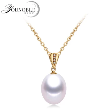 

18K Gold Pendant Freshwater Water drop Pearl Necklace for Women,Trendy 925 Silver Necklace Chain Girl Gift Anniversary in Box