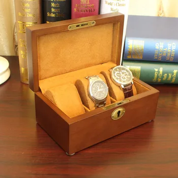 

1pc Luxury Watches Oak Wooden Jewelry Watch Box Storage Box Storage Collection Cox Shows 3 Grid With Lock