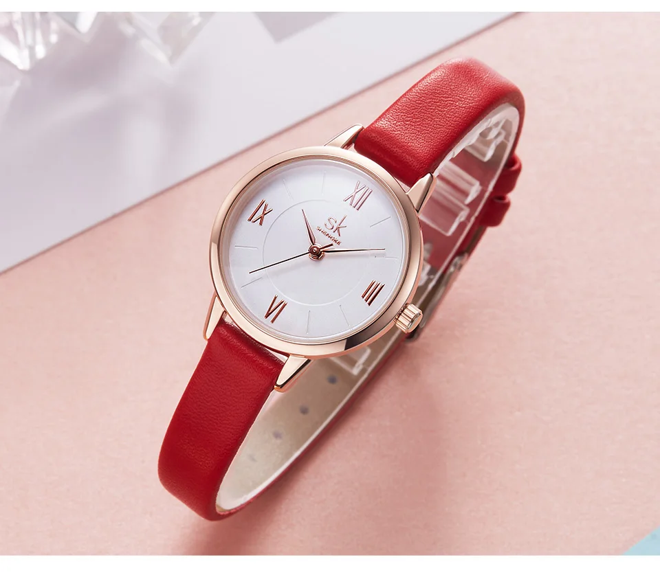 Shengke ультра тонкие серые кожаные часы женские модные наручные часы кварцевые женские часы Montre Femme Новинка Bayan Kol Saati