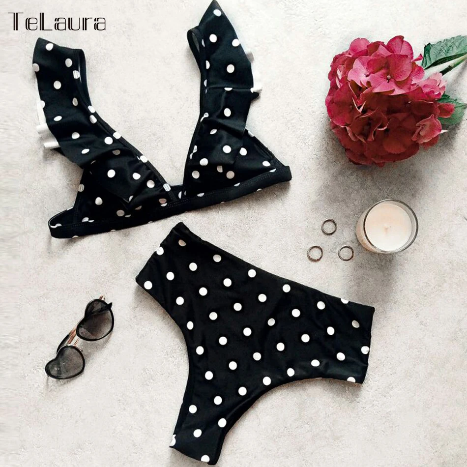 2018 Sexy High Waist Bikini Women Swimwear Push Up Swimsuit Ruffle Bathing Suit Polka Dot Biquinis Summer Beach Wear Female