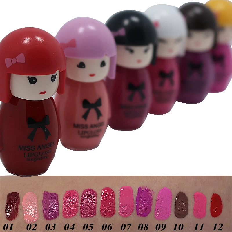 Doll Girl waterproof lip gloss longlasting lip stick lovely make up 12 colors
