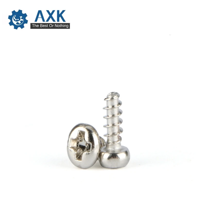 500pcs/lot M2*2/2.5/3/3.5/4/5/6/7/8/10/12/14/16/18/2/25 D3.5 Pan head philips machine screw nickel plated PB2