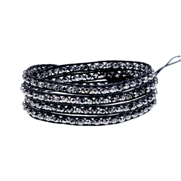Модный черный кристалл 4 браслет и браслеты ручной работы новые ювелирные изделия - Окраска металла: Metal Silver