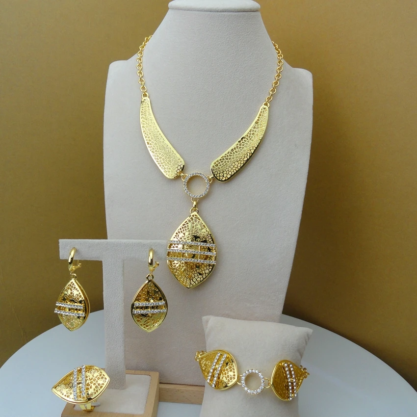 

Yuminglai African Fashion Jewelry for Woman Necklace Earring Ring and Bracelet Costume Jewelry Set FHK5894