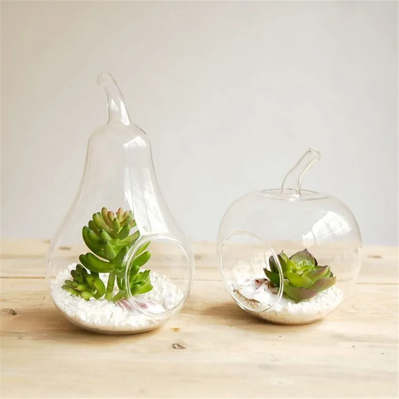 Apple Pear Fruit Planter Tabletop Vase Planter Glass Plant Flower Terrarium Decor Container Hydroponic Pot Home Wedding Party Decoration 5