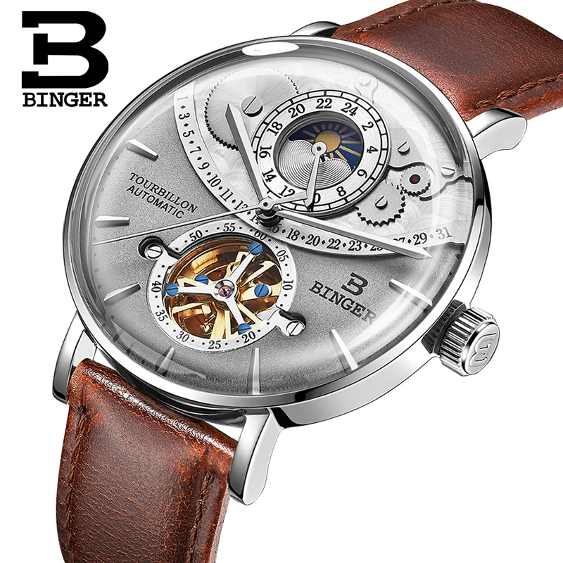 Switzerland Watch Men BINGER Automatic Mechanical Men Watches Luxury Brand Sapphire Relogio Masculino Waterproof Men Watch B-1-5