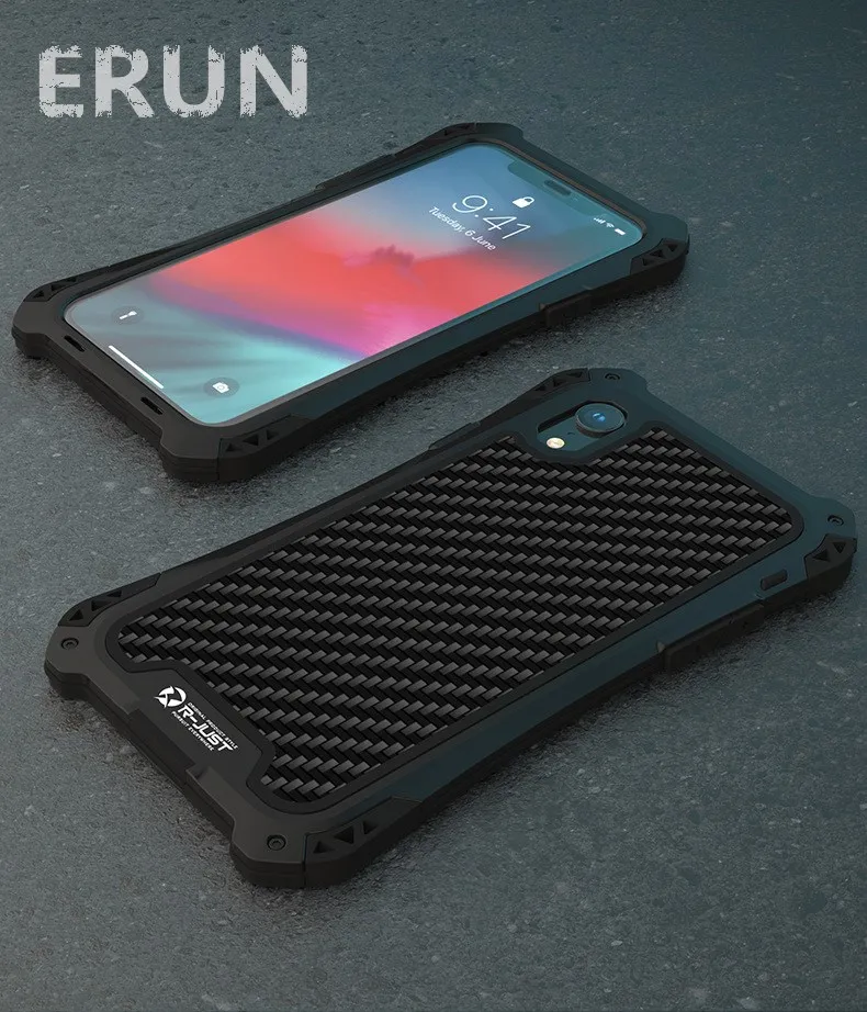 

ERUN Silicone TPU Cell Phone Shell for iPhone Xs Max drop Aluminum alloy Shell Waterproof Protection Jacket case