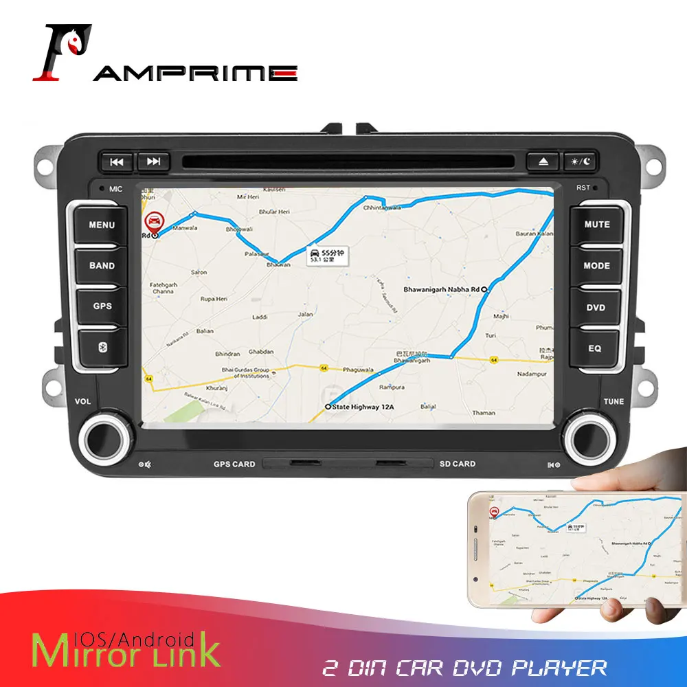 Best AMprime  2din Android Car DVD Multimedia Player GPS Navigation 2 Din Bluetooth Autoestereo For Volkswagen/ Passat/POLO/GOLF 0