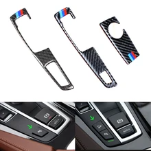 Para BMW GT Série 5 F07 F10 X3 X4 F25 F26 Estilo Do Carro De Fibra De Carbono Painel do Deslocamento de Engrenagem Botão Da Engrenagem armação de cobertura Guarnição