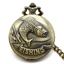 Новые викторианские Jump Fish женские карманные часы с узором горячая распродажа женские мужские подарки для рыбаков P108C