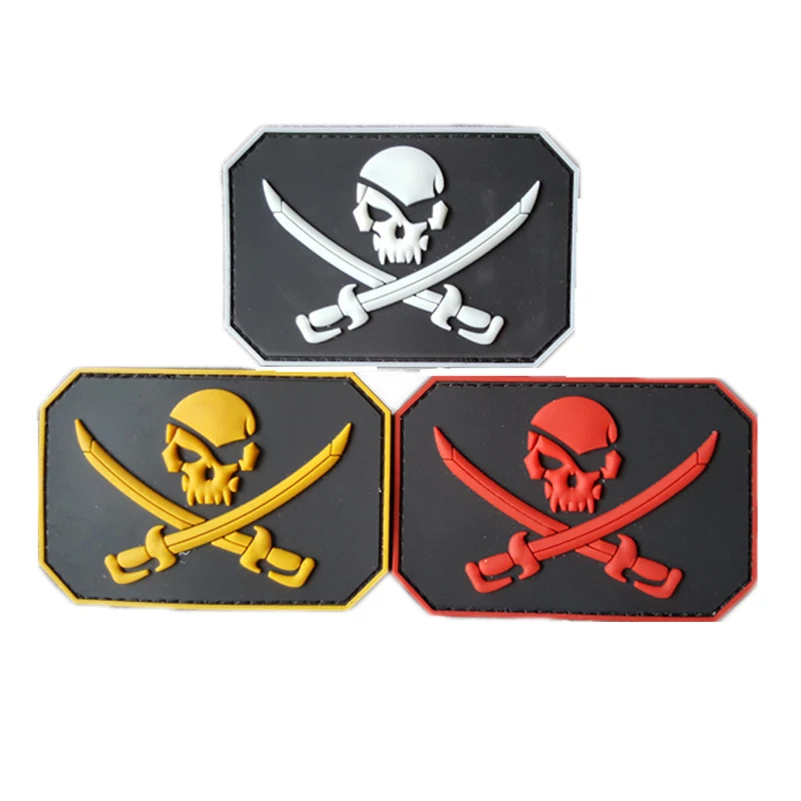 

Pirate Skull & Swords Glow Army Morale 3d Pvc Badge Swat Patch Rubber Military Tactical Patch Military Armband Tactical Patches
