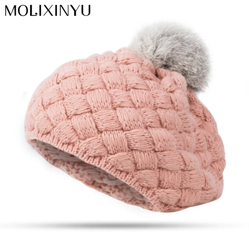 Molixinyu новая милая теплая шапка, детская зимняя шапка, вязаная крючком, детская шапка для девочек, детская хлопковая теплая шапка, шапка унисекс