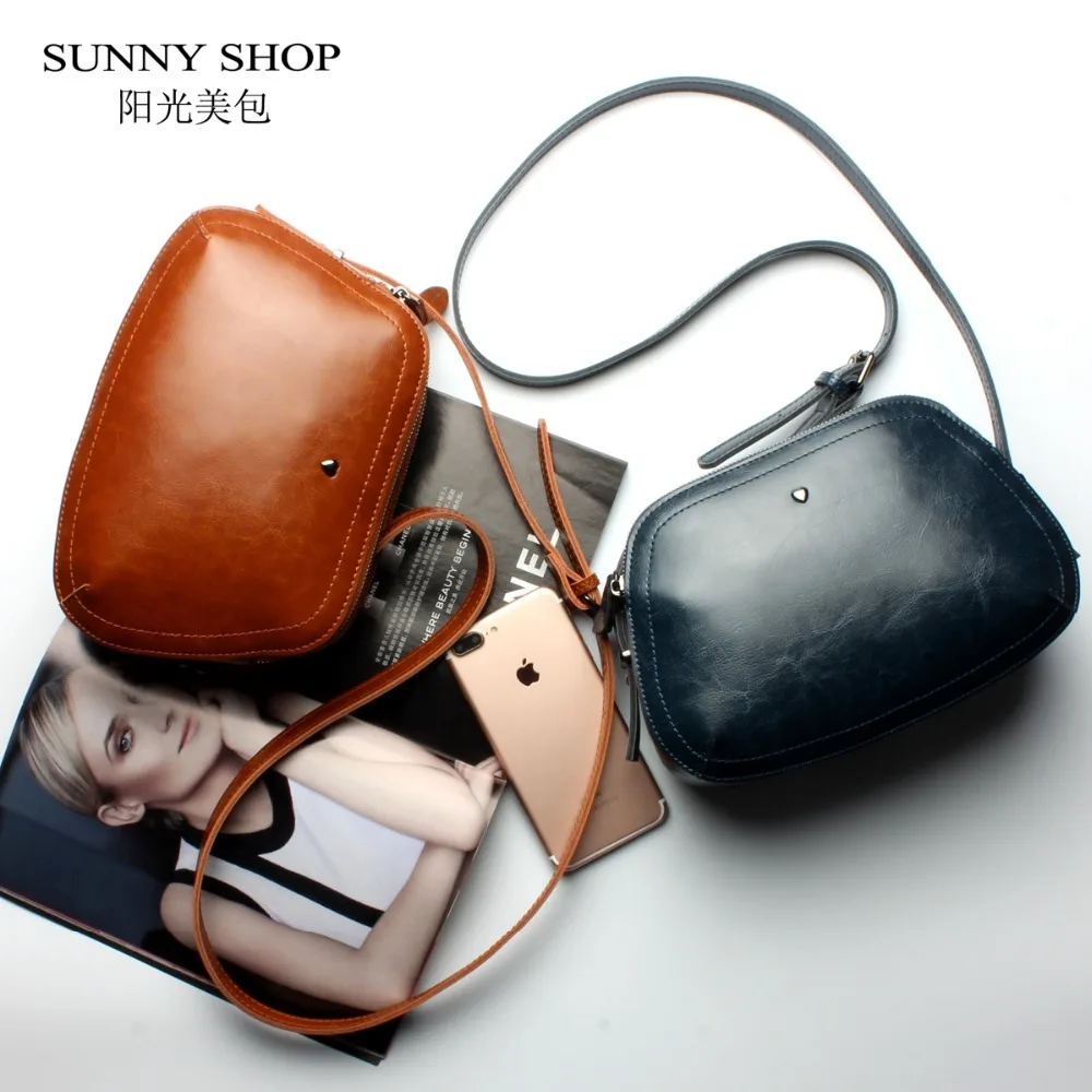 

SUNNY SHOP Brand Designer Mini Women Bag High Quality Genuine Leather Shoulder Bags Spring Small Casual Handbag Brown Blue Color