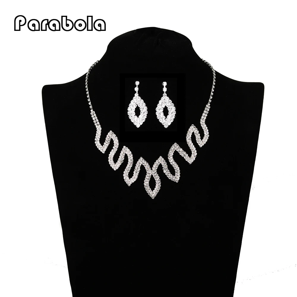 Парабола Sparkly Горный Хрусталь Скрещенные Curve Water Drop Choker Обручальные Ювелирные