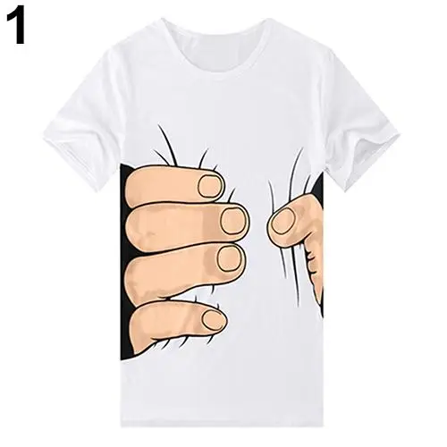 Creative 3D Big Hand Bone Print Short Sleeve T shirt Tee Summer Fashion ...