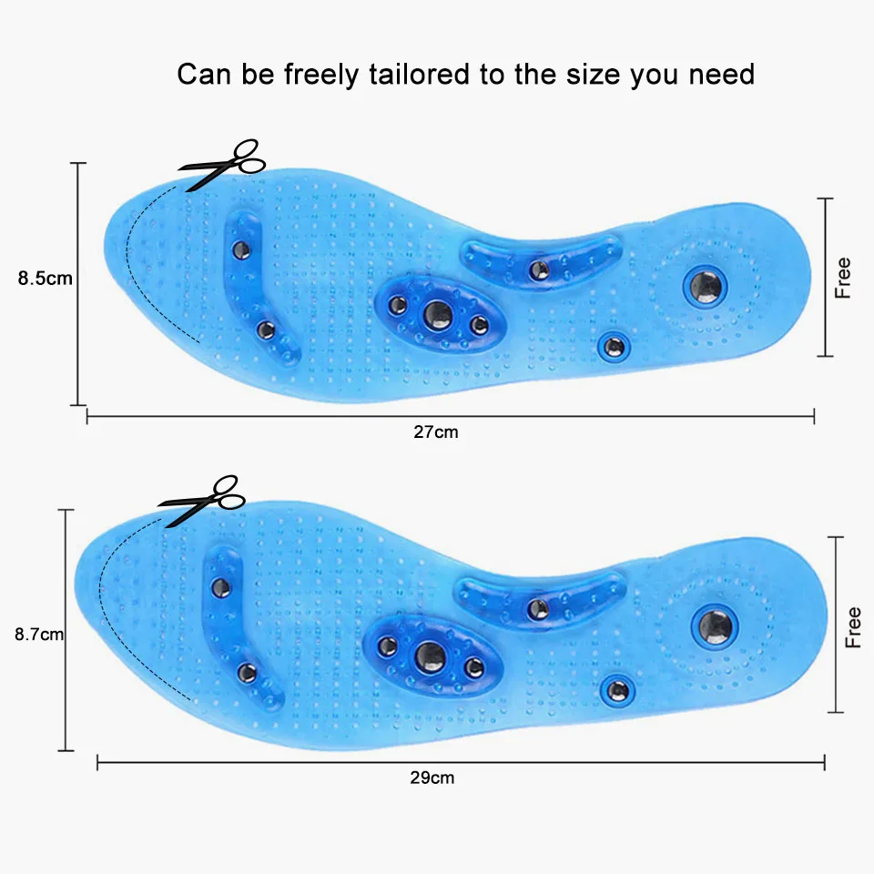 Акупрессура Магнитная терапия ног рефлексотерапия боли стельки обуви ортопедические 1 пара моющиеся Симпатичные Силиконовые стельки обуви