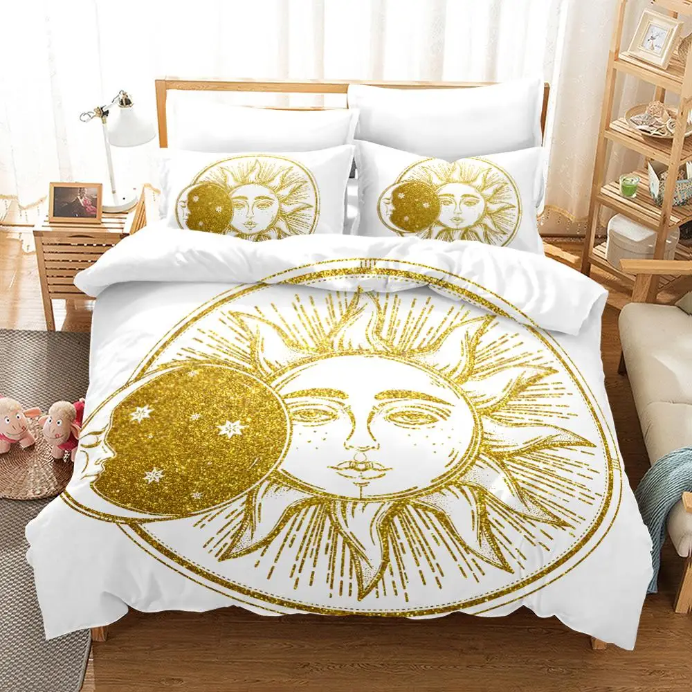 

Luxury Bedding Set King Gold Moon Queen Meteor Scorpio Duvet Cover Constellation Bed Sets Bohemian Print Black Bedclothes