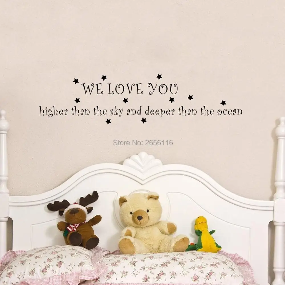 We Love You Higher than the Sky Quote Wall Decal Stickers Art Vinyl Mural for Baby Room Decor in Wall Stickers from Home & Garden on Aliexpress