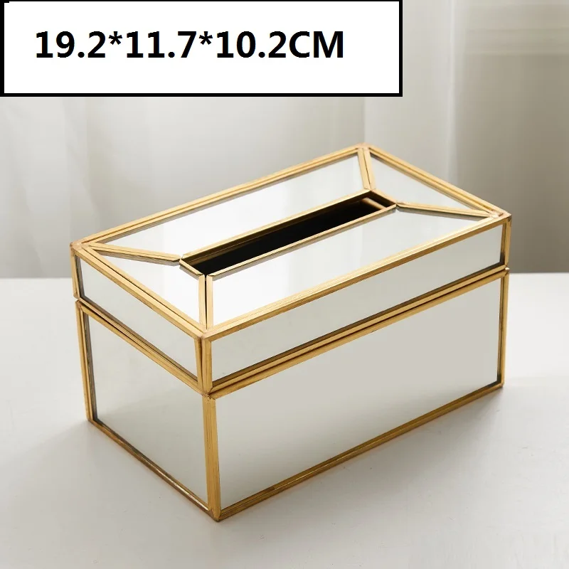 Золотая металлическая зеркальная коробка для салфеток, Элегантная стеклянная коробка для хранения салфеток, держатель для салфеток, настольная коробка для хранения украшений для дома - Цвет: Черный