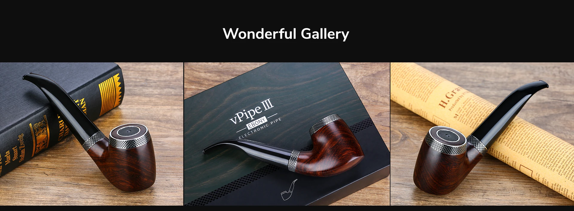 Комплект VapeOnly vPipe III Ebony e-Pipe с аккумулятором 1300 мАч, Воздушная система, эбеновое дерево Vape, комплект электронных труб VS K1000 Plus