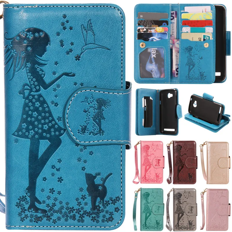 

Luxury Cartoon 9 Card Mirror Girl Cat Flip Leather Fundas Case For Huawei Ascend Y3 ii Y3ii Y311 Y3 2 Y5 ii Y5ii Y511 Y5 2 Cover