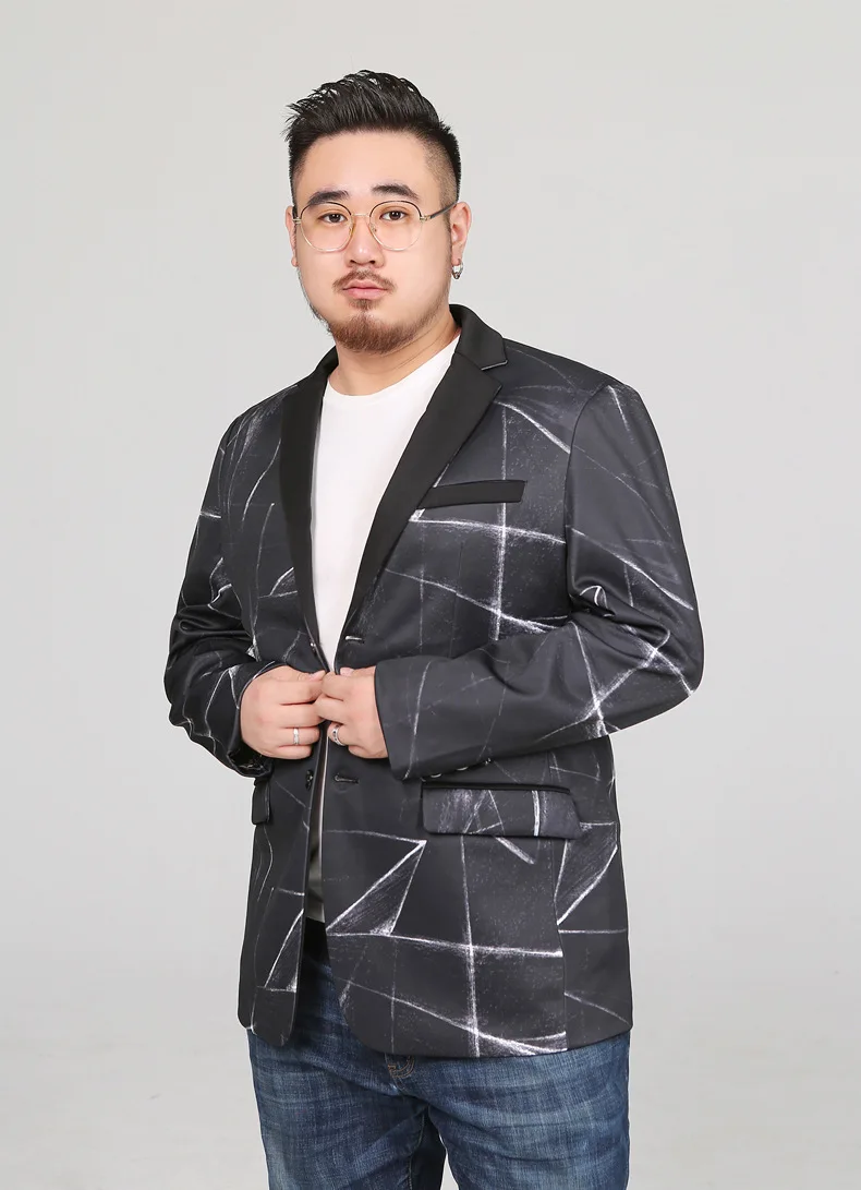 Большой размер мужской костюм куртки 5XL 7XL 8XL Выпускные платья куртки для выступления мужские модные сценические костюмы пальто геометрический камуфляж 52
