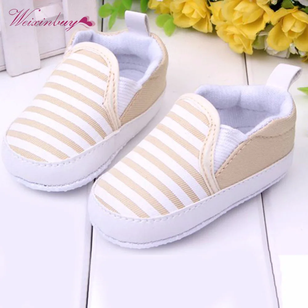 Baby Boys Shoes Infant Slip On First Walkers Toddler Striped Canvas