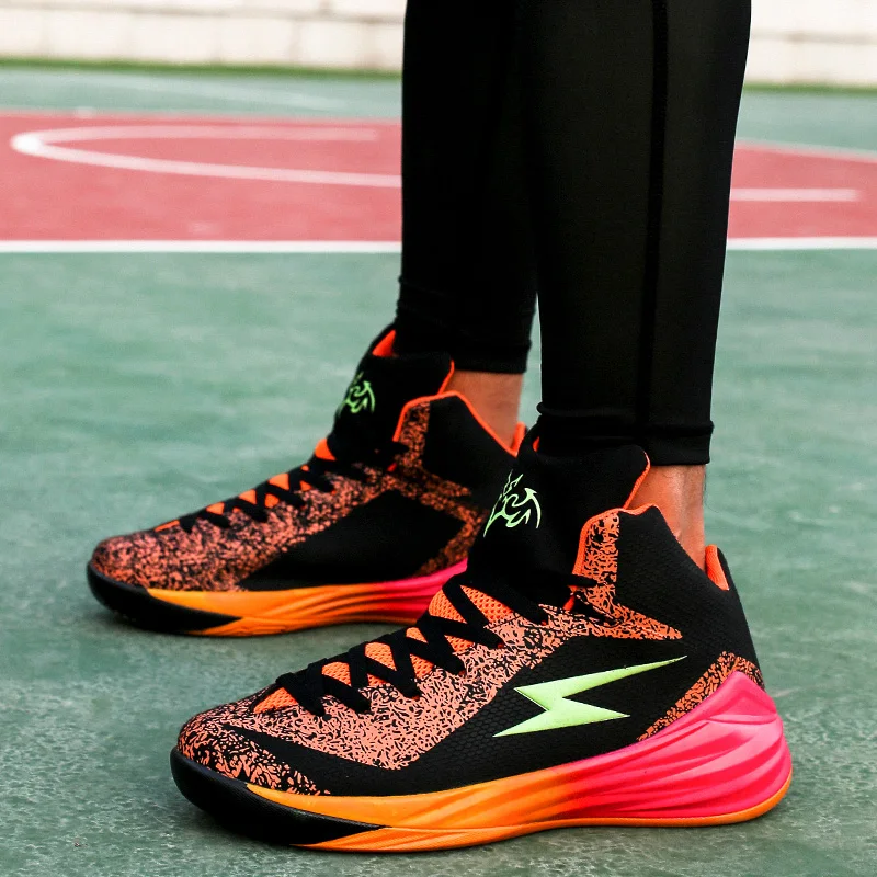 Tallas grandes 39-45 hombres deporte Baloncesto zapatos mandarín pato alto cojín zapatillas atléticas tobillo botas trotar Traing balancesto