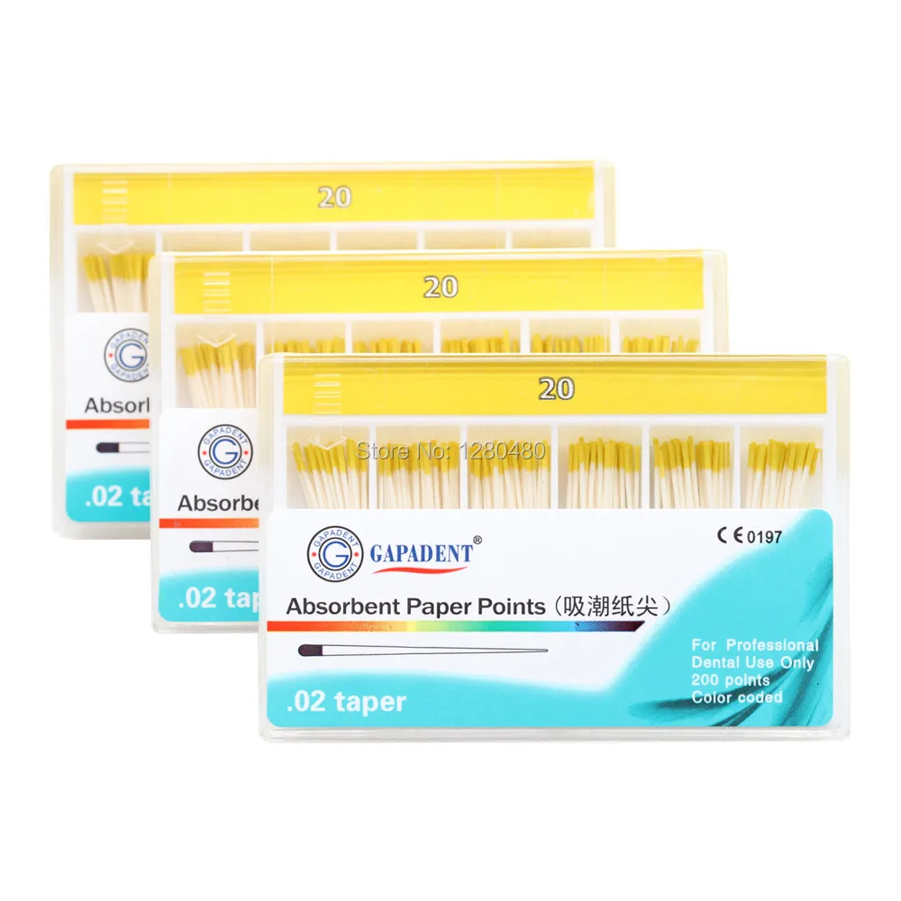

3 Packs(600 Pcs) Dental Materials Strong Absorption Pure Cotton Fiber Absorbent Paper Points #20 Dentist Products