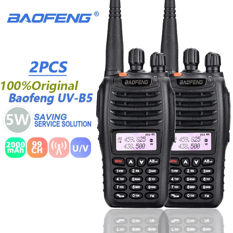 

2pcs Baofeng UV-B5 Walkie Talkie VHF 136-174MHz UHF 400-480MHz Transmitter UV B5 HF Transceiver UVB5 Woki Toki Ham Radio Station