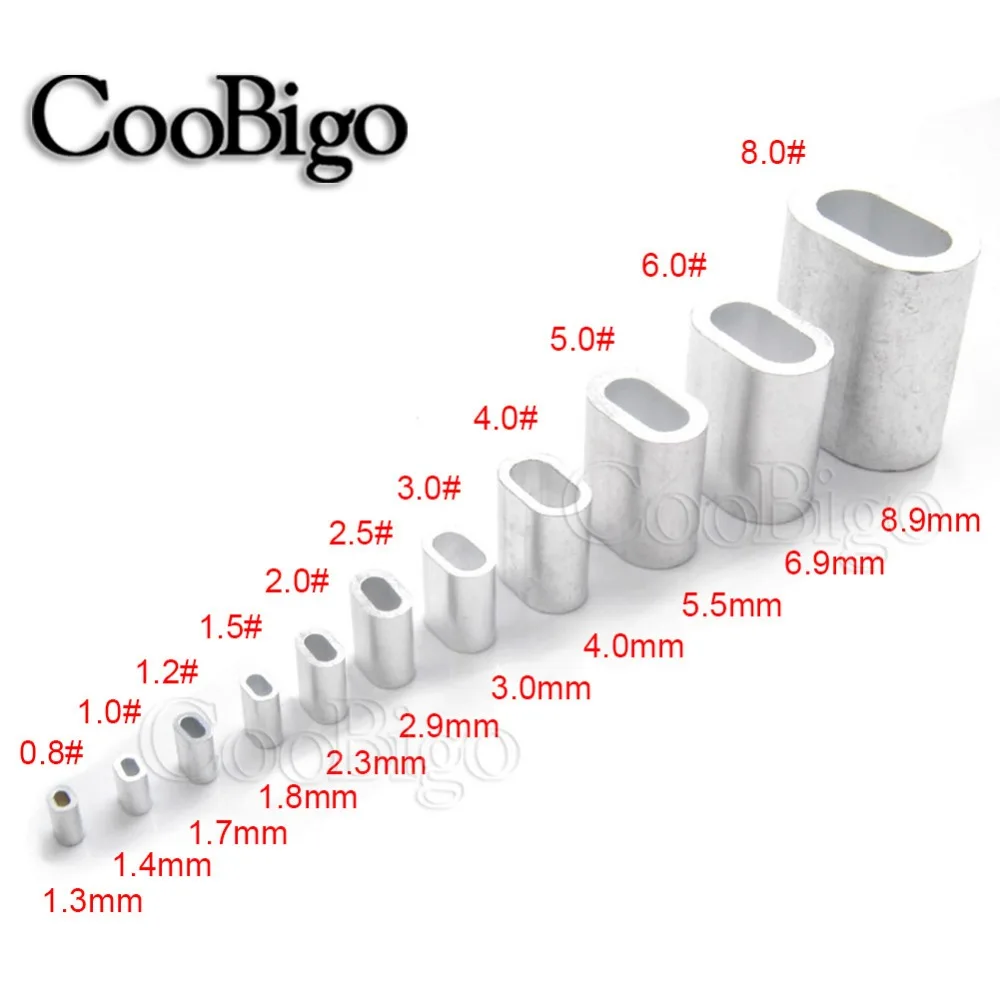 50 шт. 1/3"~ 5/16" алюминиевый кабель Обжимает рукава кабельный наконечник Упоры для Snare провода Веревка Зажим фурнитура 11 размер для выбора