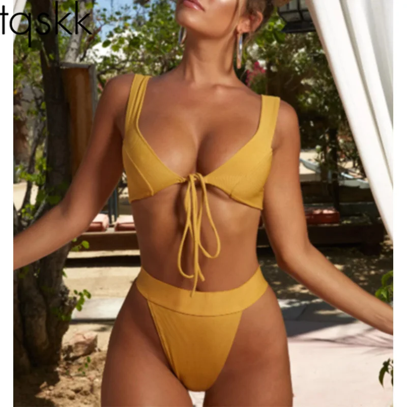 TQSKK 2019 New Sexy Solid Women Swimwear Bikinis Swimsuit Female Summer Retro Bikini Set Beach Swim Wear Bathing Suits Biquini |
