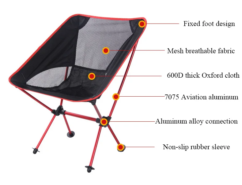 Портативный складной стул для походов, кемпинга, путешествий, пикника, барбекю, пляжа, стул для рыбалки с сумкой
