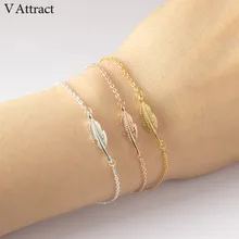 V привлечь минималистский простой листьев браслет Для женщин золотые украшения Нержавеющая сталь цепи Pulsera партии Интимные аксессуары