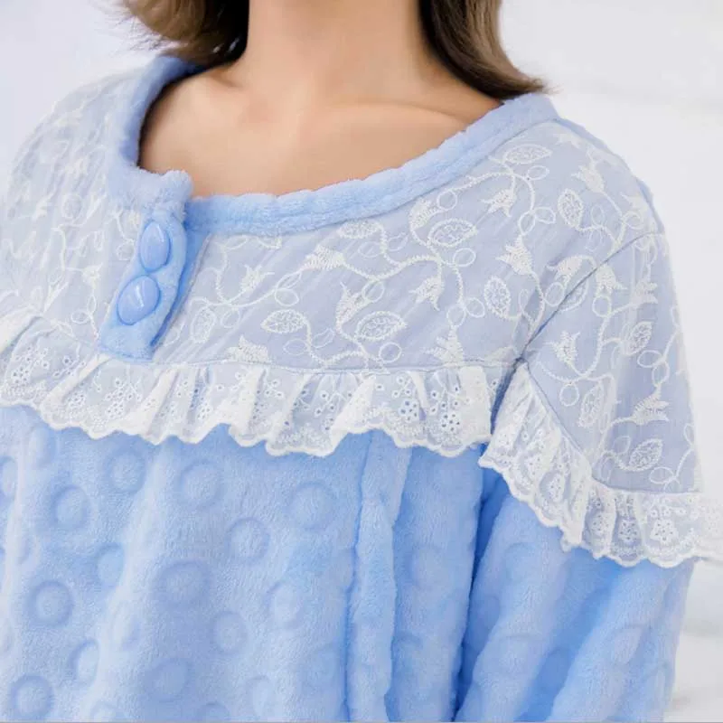 Для беременных плюс Размеры Уход Платье Грудное вскармливание с длинным рукавом пижамы для беременных Для женщин толще фланелевая зимняя домашняя одежда