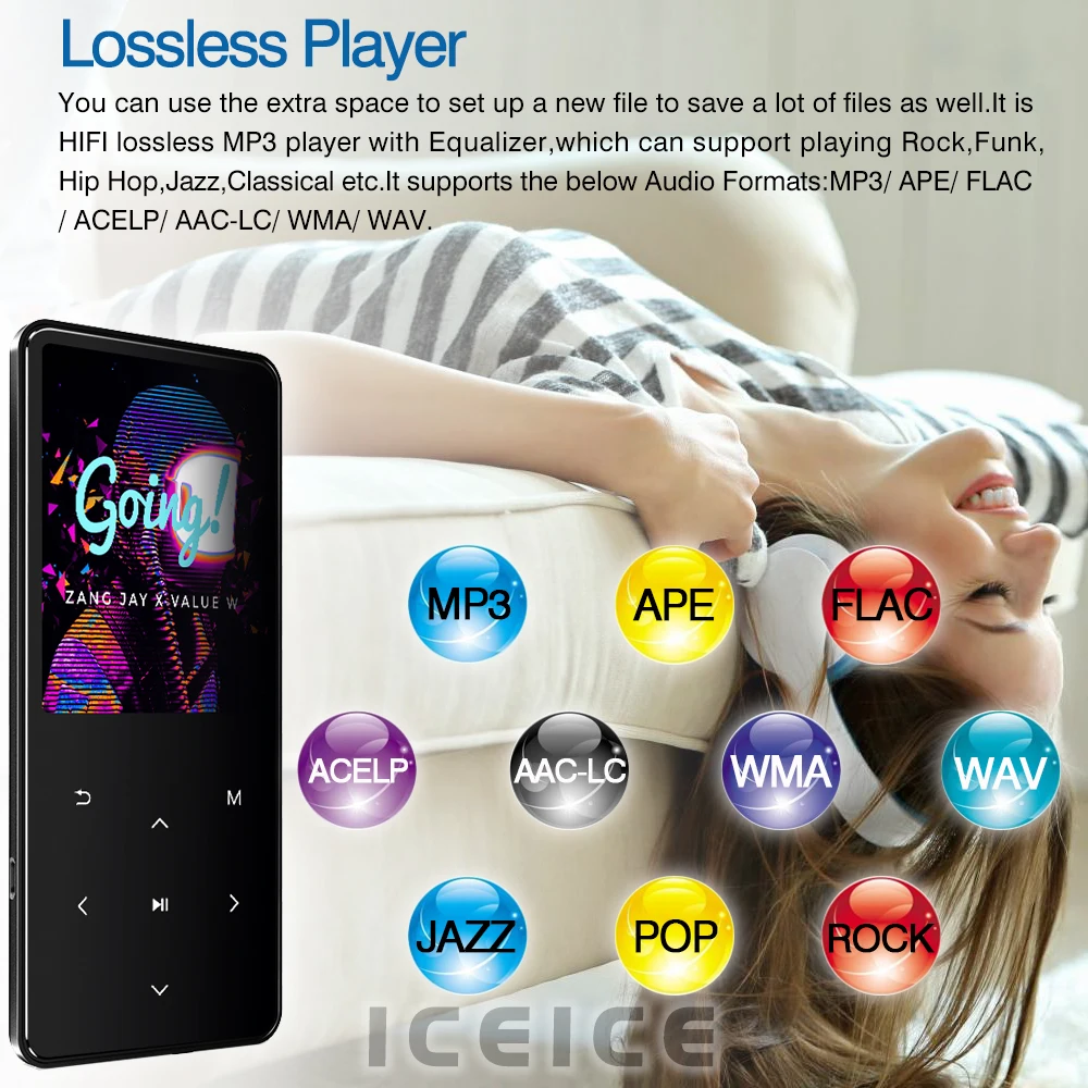 Музыкальный плеер ICEICE с bluetooth и динамиком 2 4 дюйма сенсорный экран hi fi fm радио мини