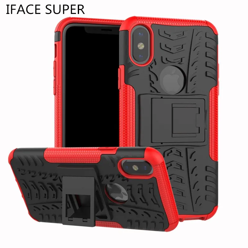 

For iPhone X 8 6 6s 7 Plus Full Cover Phone Case For iPhone 7 8 Plus Hard TPU+PC Armor with Stand Hybrid Protect back Cover