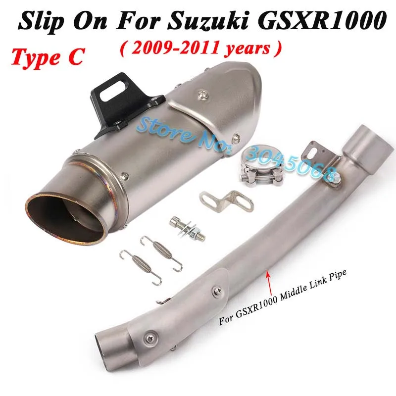 Слипоны для Suzuki GSXR1000 GSX R1000 K9 2009-2011 мотоцикл Akrapovic глушитель модифицированный глушитель Соединительная труба - Цвет: Type C