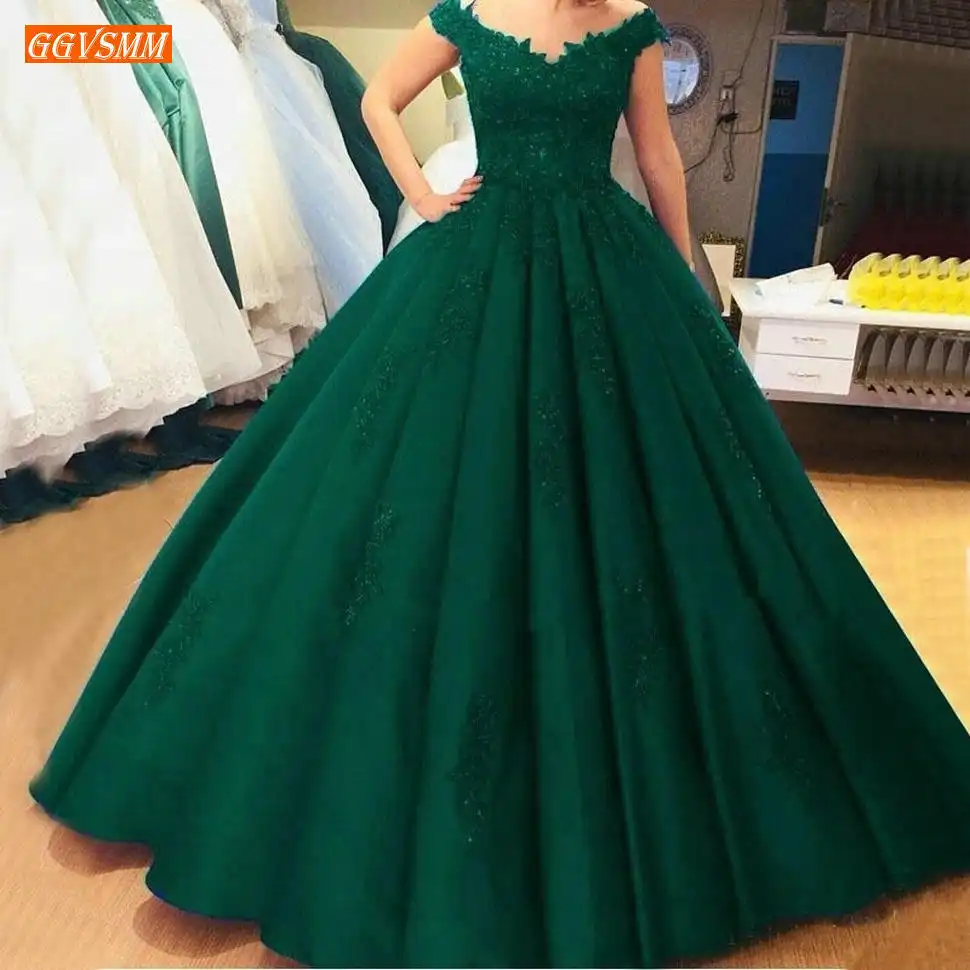 green ball gowns